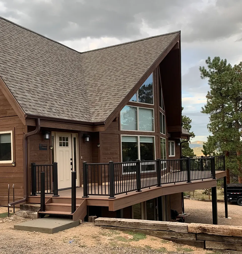 Custom deck built with composite decking and steel framing in Colorado by Decks by Caio