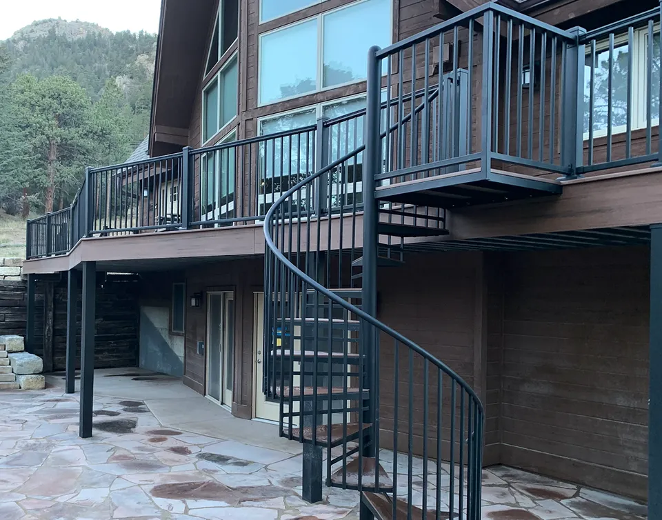 Sustainable composite decking installed on a custom deck in Boulder Colorado by Decks by Caio